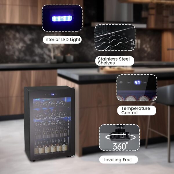 Mini Fridge 130 Can Beverage Refrigerator Cooler, 3.2 Cu.Ft Drink Fridge for Soda Wine Beer, Adjustable Temperature Control for Home Office, Black