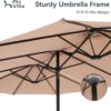 15ft Patio Umbrella Double-Sided Outdoor Market Extra Large Umbrella with Crank, Umbrella Base Included (Dark Red)
