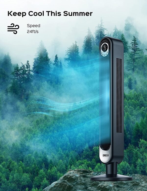 5ded0036e8a34c718db01b35105063a1 106cm Tower Fan with Remote. Floor Fan Oscillating 90 Powerful Fan 6 Speeds. Quiet Bladeless Cooling Fan