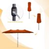 15ft Patio Umbrella with Solar Lights, Large Double Umbrella Outdoor, Rectangle 180”x106” Umbrellas with 156 PCS LED Lights and Crank Handle for Backyard Deck Pool Shade in Black(1.9′′ Pole)