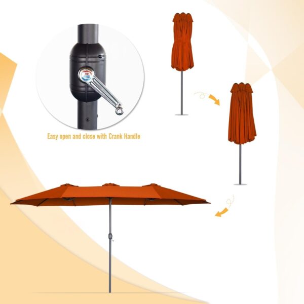 5df11e68feb14544a21ec894f6d139ed 15ft Patio Umbrella with Solar Lights, Large Double Umbrella Outdoor, Rectangle 180”x106” Umbrellas with 156 PCS LED Lights and Crank Handle for Backyard Deck Pool Shade in Black(1.9′′ Pole)
