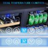 24 inch Wine Cooler, 46 Bottle – Dual Zone Built-in or Freestanding Fridge with Stainless Steel Reversible Glass Door, for Home, Kitchen, or Office.