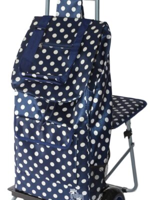 Blue Polka Dot Shopping Grocery Foldable Cart