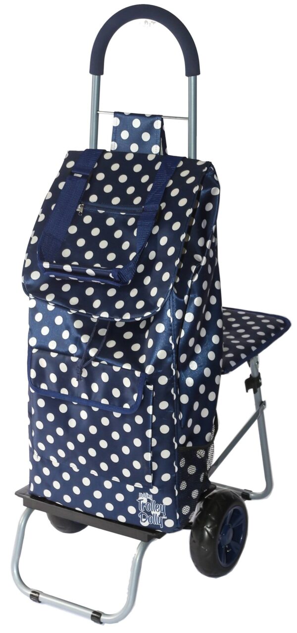 Blue Polka Dot Shopping Grocery Foldable Cart