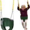 Eastern Jungle Gym Heavy-Duty High Back Full Bucket Toddler Swing Seat | Coated Swing Chains Fully Assembled | Green Swing Set Accessory