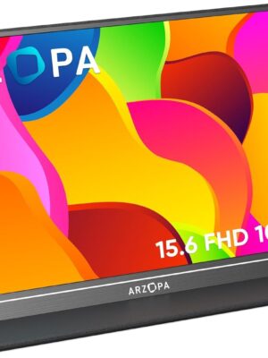 ARZOPA Portable Monitor, 15.6” 1080P FHD Laptop Monitor USB C HDMI Computer Display HDR Eye Care