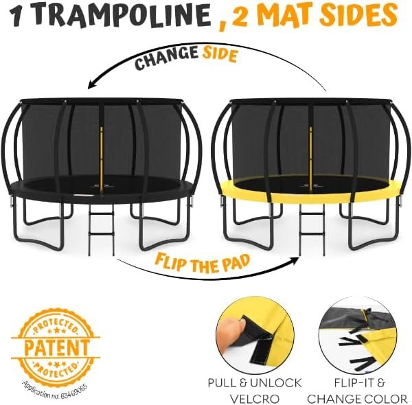 JUMPZYLLA Trampoline 8FT 10FT 12FT 14FT 15FT 16FT Trampoline with Enclosure – Recreational Trampolines with Ladder and AntiRust Coating, ASTM Approval Outdoor Trampoline for Kids