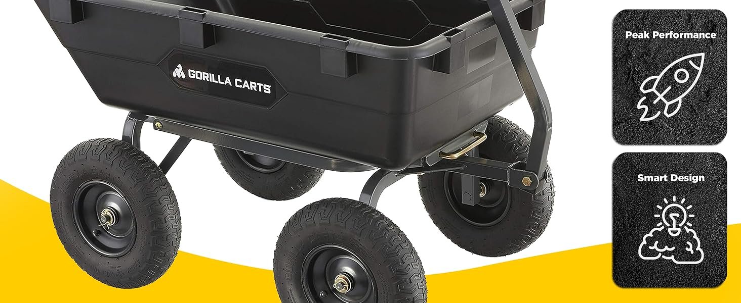 Heavy-Duty Yard Cart. Dump Cart. Gardening Tools. Outdoor Utility Cart. Innovative Garden Equipment.