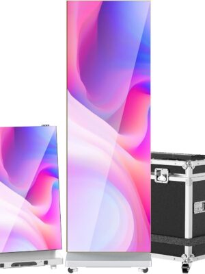 80′′ P1.86 Flexible Spliceable LED Poster Display – USB Plug-and-Play, Mobile & PC Remote Control, Digital Signage Advertising Screen (Silver, 1-Pack)