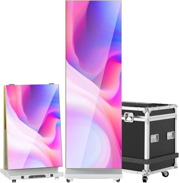 80′′ P1.86 Flexible Spliceable LED Poster Display – USB Plug-and-Play, Mobile & PC Remote Control, Digital Signage Advertising Screen (Silver, 1-Pack)