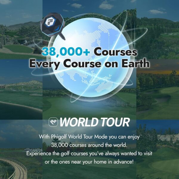 Home Golf Game Simulator: Enjoy Interactive Golf with Motion Sensor & Swing Stick for Indoor & Outdoor Fun – 38,000+ Courses Worldwide, Compatible with Android, iOS, App & E6 Connect