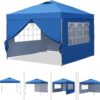 GDY 10×10 Pop Up Canopy Tent, Outdoor Canopy Tent, Patio Tent,Commercial Instant Gazebos,4 Sidewalls, Portable Shelter Canopies, with 4 sandbags, Blue.