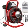 Electric Drain Cleaner Machine by [Brand], 75 Ft x 3/8 Inch, Fits 1-4 Inch Pipes, Portable with 4 Cutters, Powerful Plumbing Tool for Clogs