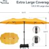 15ft Patio Umbrella Double-Sided Outdoor Market Extra Large Umbrella with Crank, Umbrella Base Included (Dark Red)