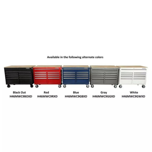 61b5c1c668f64713a4050c9b9b61df2e 46 in. W x 24 in. D 9-Drawer Gloss Black Deep Tool Chest Mobile Workbench