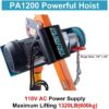 1100lb Folding Dismountable Household Hoist Truck Crane with Electric Hoist (110V) – 880lb Pulling Force, Jib Cranes for Factory, Warehouse, Construction