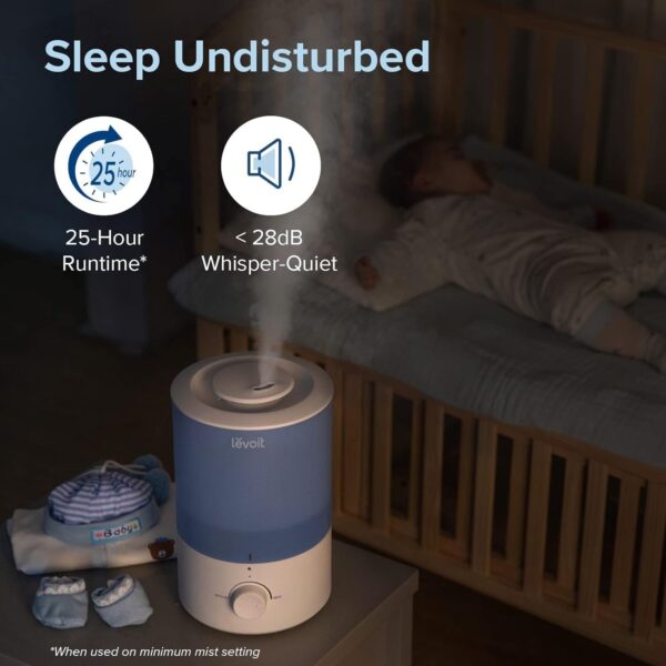 Humidifiers for Bedroom Baby, Sprout Evaporative with Dual Filters for Air & Water, Separate Sensor, Adjustable No Blue Nightlight, Auto Dry, Smart Control & Alexa, Auto Mode, 3.8L Tank for 36H