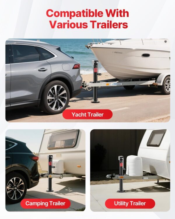 620c841ac23d49bd9a9e2ae8f3de29a7 5000 lbs A-Frame Trailer Jack, 23′′ Vertical Travel, 20-24V Cordless Drill Compatible, Adjustable Drop Leg, for Utility, Yacht (Black)
