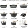 22pcs Pots and Pans Set Nonstick, Cookware Set White Granite Induction Kitchen Cooking Set w/Frying Pans & Saucepans& Grill Pan(PFOS, PFOA Free)