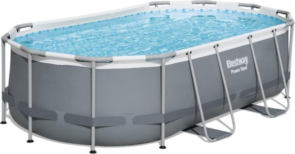 Bestway Oval Above Ground Pool Set (10′ x 6’7′′ x 33′′)| Includes Filter Pump & ChemConnect Dispenser