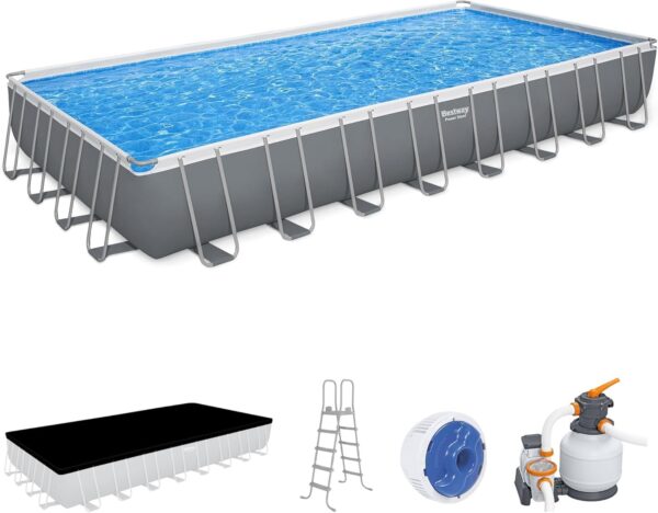 Bestway Oval Above Ground Pool Set (10′ x 6’7′′ x 33′′)| Includes Filter Pump & ChemConnect Dispenser
