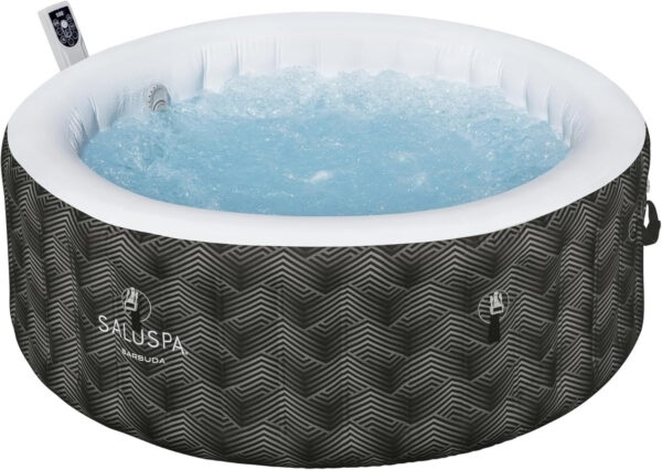Bestway SaluSpa Miami EnergySense AirJet Inflatable Hot Tub Spa (71′′ x 26′′) | Portable Hot Tub with 2 Covers (1 Energy-Efficient Thermal Cover and 1 Standard Cover) | Fits Up to 2-4 Persons | Black