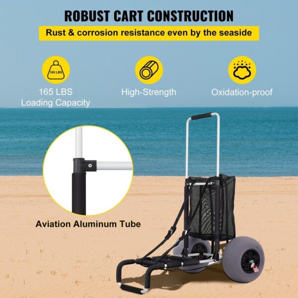 630358eb85fa4641b34269d2631e9bd6 Best 165LBS Folding Beach Cargo Deck Cart W/ All-Terrain Balloon Tires