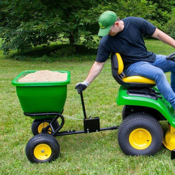 630b85607ddc4647a8749464fdfa0fff 175 lb Tow-Behind Broadcast Spreader, Rustproof Poly Hopper, Universal Fit