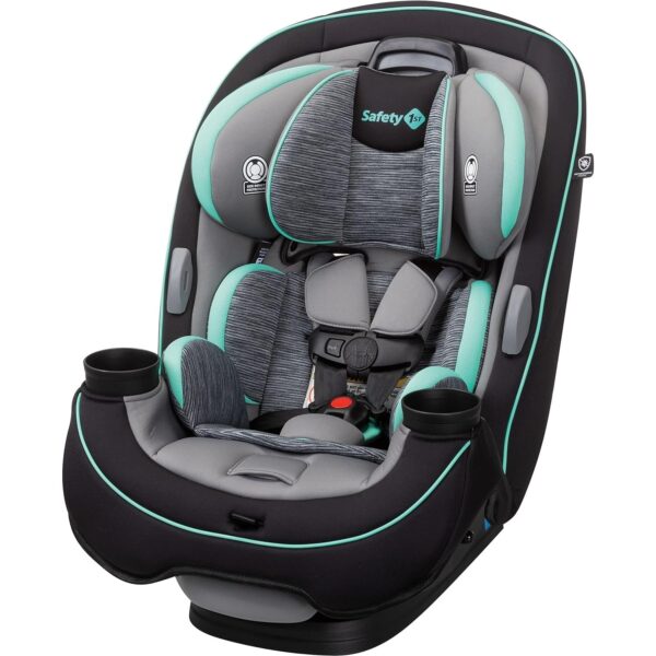 Grow and Go All-in-One Slim Convertible Car Seat, Rear Facing, 5-40 lbs, Forward Facing (30–65 lbs), High Back Booster Seat 40-100 pounds, Aqua Pop