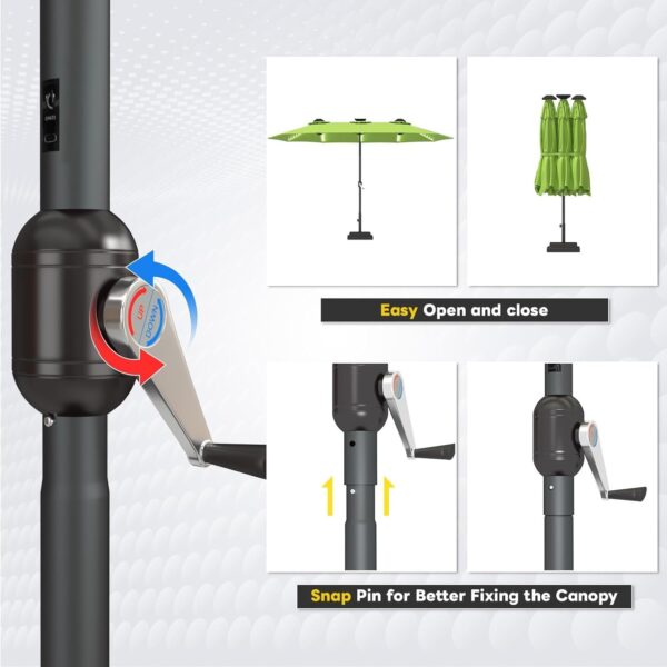 634d21340ec74898b49c6c6be0766e76 15ft Patio Umbrella with Solar Lights, Large Double Umbrella Outdoor, Rectangle 180”x106” Umbrellas with 156 PCS LED Lights and Crank Handle for Backyard Deck Pool Shade in Black(1.9′′ Pole)