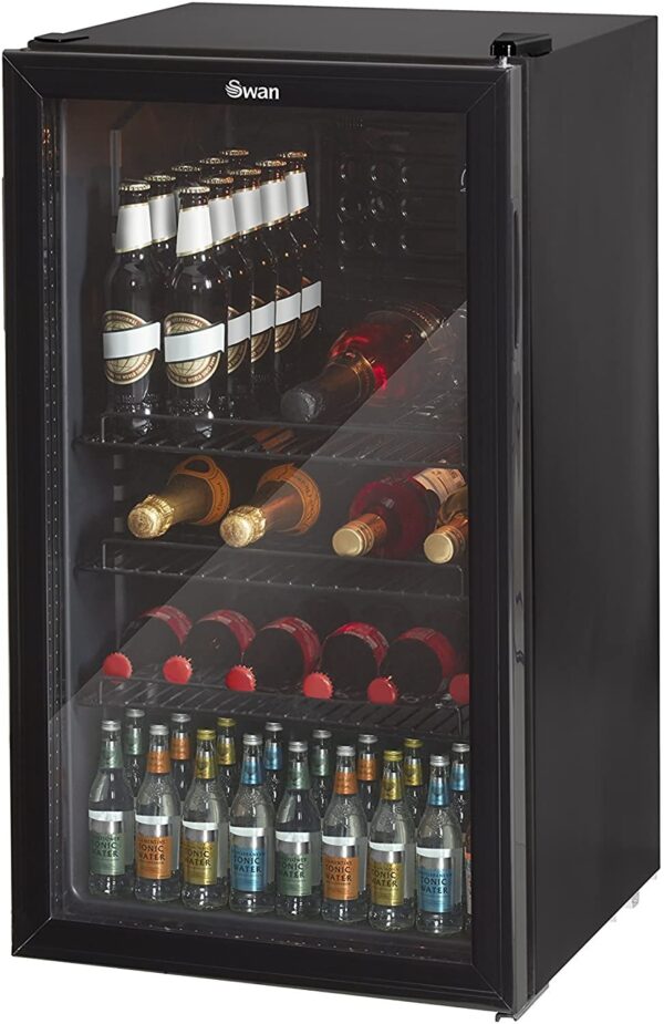 63639899b0404992943a5b9ad4723333 80L Glass Fronted Under Counter Fridge, Wine Beer and Beverage Cooler