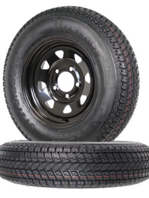 ECustomRim 2-Pack Mounted Trailer Tire Black Spoke Wheel Rim ST175/80D13 C 175/80D13 13 5-4.5