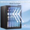Mini Fridge 130 Can Beverage Refrigerator Cooler, 3.2 Cu.Ft Drink Fridge for Soda Wine Beer, Adjustable Temperature Control for Home Office, Black