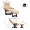 Multi-Position Recliner and Curved Ottoman with Swivel Base