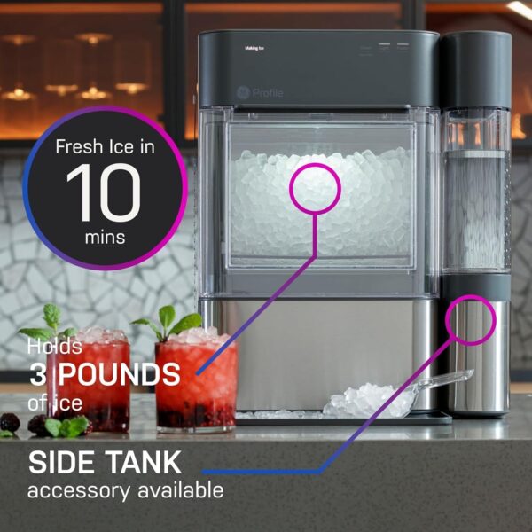 GE Profile Opal 2.0, pellet ice maker with WiFi and smart connectivity, chewable and breakable countertop ice maker, 38 pounds 24 hours