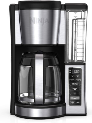 Ninja 12-Cup Programmable Coffee Brewer, 2 Brew Styles, Adjustable Warm Plate, 60oz Water Reservoir, Delay Brew – Black/Stainless Steel