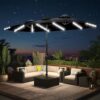 15ft Patio Umbrella with Solar Lights, Large Double Umbrella Outdoor, Rectangle 180”x106” Umbrellas with 156 PCS LED Lights and Crank Handle for Backyard Deck Pool Shade in Black(1.9′′ Pole)