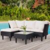 Patio Furniture Set 4 Pieces Outdoor Rattan Chair Wicker Sofa Garden Conversation Bistro Sets for Yard (Brown)