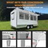 Concession Window 36W x 36H Aluminum Alloy Food Truck Service Window with Sliding Screens & Awning Door, Hydraulic Lift, Locking Mechanism, Versatile for Catering