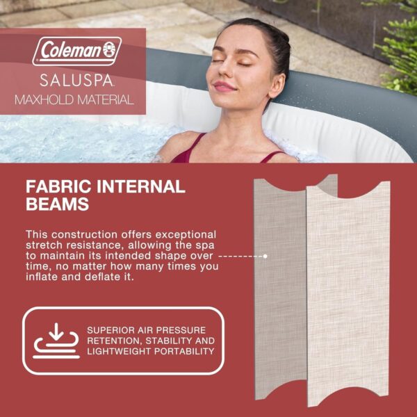 652169b6be3a47f2a77591316198f4bd 4 to 6 Person Inflatable Hot Tub Square Portable Outdoor Spa with 114 Soothing AirJets and Insulated Cover, Gray-Coleman