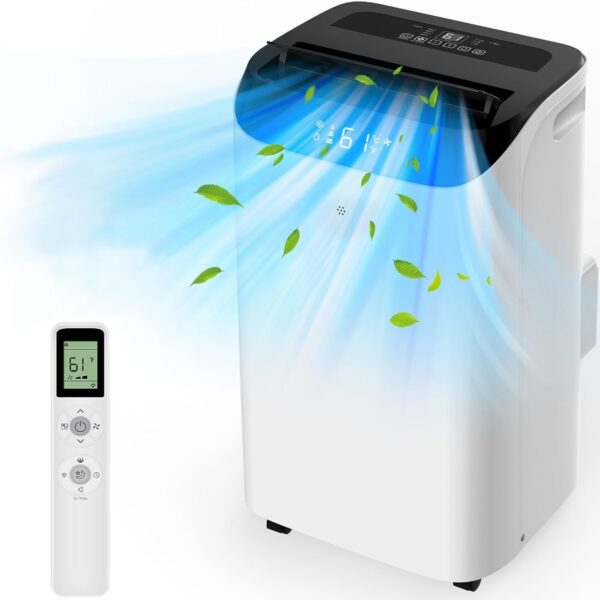 653756f0695f46fca3048cf08ed4008b 14000 BTU Portable Air Conditioners with Remote Control, 3-in-1 Free Standing Cooling AC Unit with Fan & Dehumidifier, Cools Room up to 700 sq.ft, Smart/Sleep Mode,3 Speed,Auto Swing,24H Timer