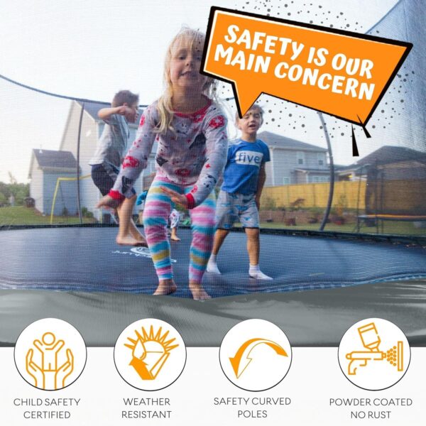 JUMPZYLLA Trampoline 8FT 10FT 12FT 14FT 15FT 16FT Trampoline with Enclosure – Recreational Trampolines with Ladder and AntiRust Coating, ASTM Approval Outdoor Trampoline for Kids