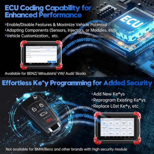 D7 Automotive OBD2 Scanner with ECU Coding, Bidirectional Controls, 36+ Resets, Android 10, Full System Diagnostics, 3-Year Updates