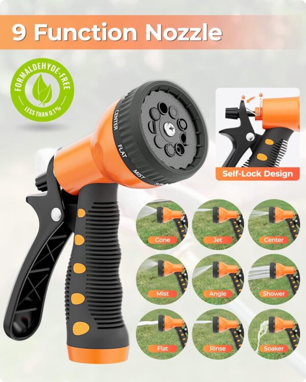 65d76ee106ab4f8c9c7f8493b8a1d970 Ayleid Retractable Garden Hose Reel,1/2 in x 100 ft Wall Mounted Hose Reel, with 9- Function Sprayer Nozzle, Any Length Lock/Slow Return System/Wall Mounted/180°Swivel Bracket (Grey)