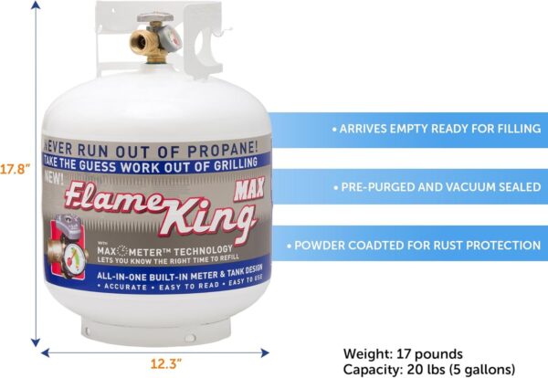 Pound Steel Propane Tank Cylinder with OPD Valve and Built-in Gauge, 20 lb Vertical-Flame King