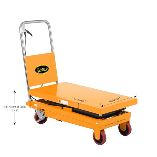 65ded12926f44307899e537d41fc1c59 APOLLOLIFT Hydraulic Lift Table Cart – 770 lbs Capacity, 51′′ Max Height, Double Scissor Lift with Safety Guard & 4 Wheels