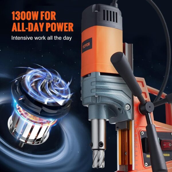 Mag Drill Press, 1550W 2′′ Boring Diameter, 2922lbf Power Magnetic Drill, 500 PRM, 10-Speed, Electric Drilling Machine for Metal Surface, Industrial and Home Improvement