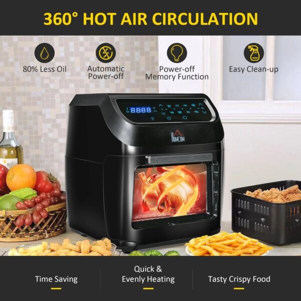 665ee00875c640e887e24207a32c6a1d 12QT Air Fryer Oven Combo, 8-in-1, 1700W, LED Display, Black, Includes Accessories