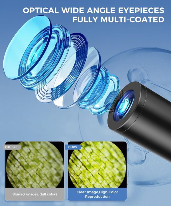 Compound Microscope for Adults & Kids – 100X-2000X High-Power Biological Microscope for Students, School Lab & Home Education, with Slides Set & Phone Adapter (White)