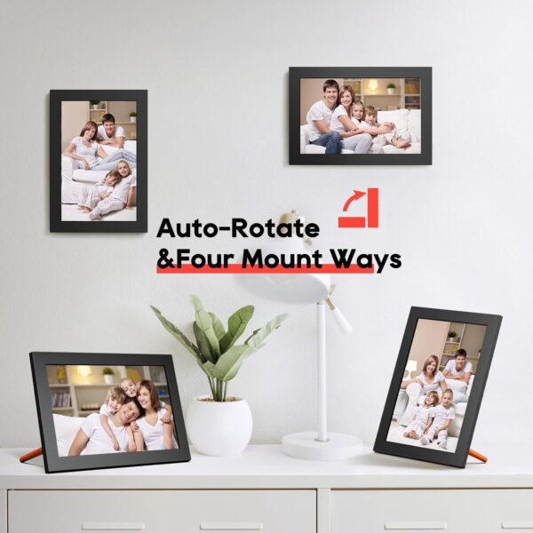 15.6′′ Digital Picture Frame, 64GB 1920 x 1080 IPS Touch Screen Electronic Photo Frame, Pre-Load Photo Gift Mode Without Open Package, Auto-Rotate, Wall/Table Mountable, App Share Photos, Black